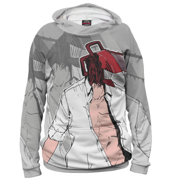 Женское Худи Chainsaw Man на сером фоне